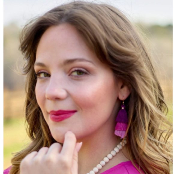 BNWT Initials Inc. Tassel Necklace and Earrings Set Color: Wildberry - Picture 7 of 8